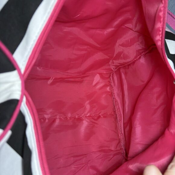 Y2K 2000s Victoria’s Secret Pink Duffle Bag Weekender Black White Stripe Strap - Picture 13 of 14
